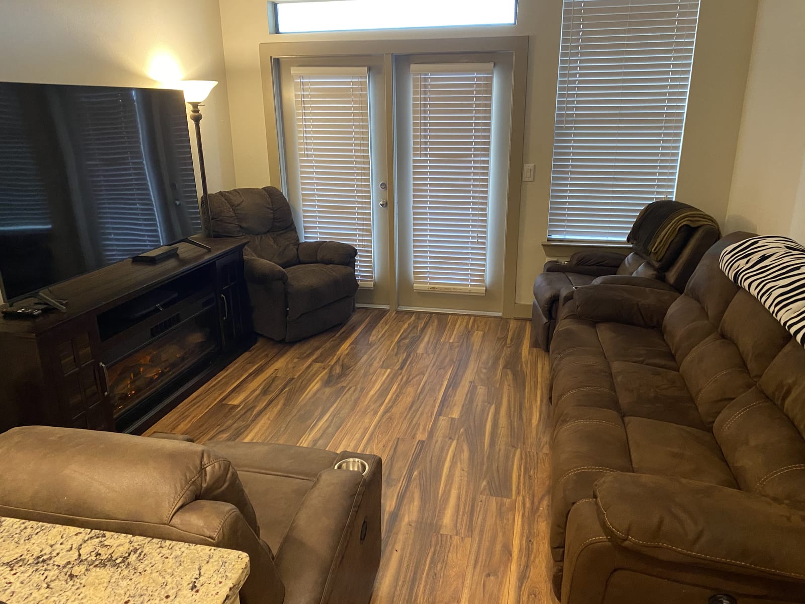 Wood-look plank in a furnished living room